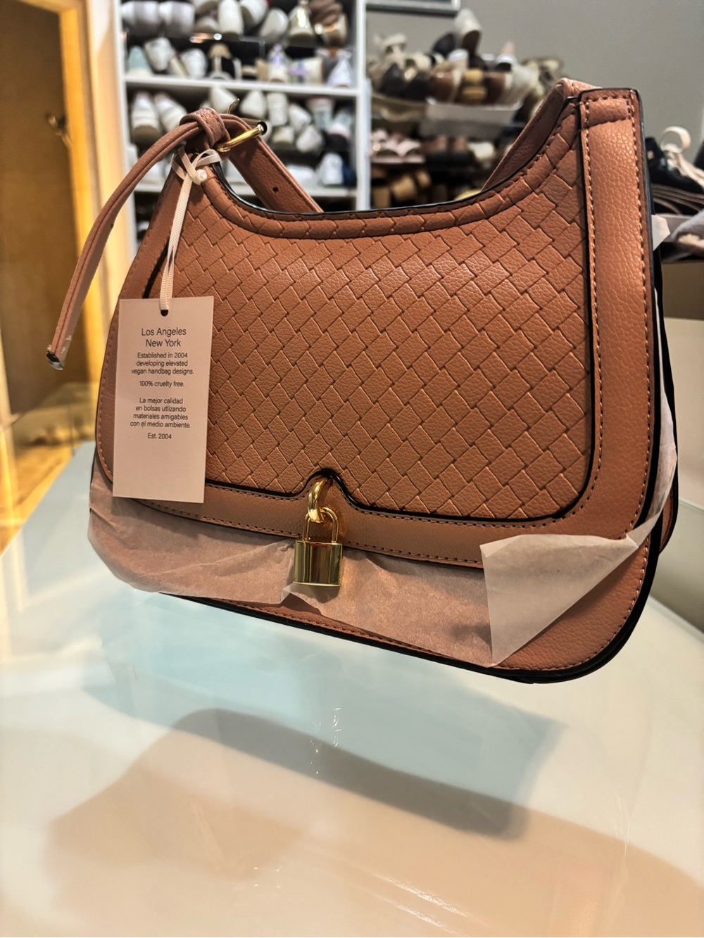 Woven Shoulder Bag in Dusty Rose - small purse